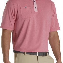 FootJoy Men's Lisle With Pinstripe Golf Polo For Men Cape Red