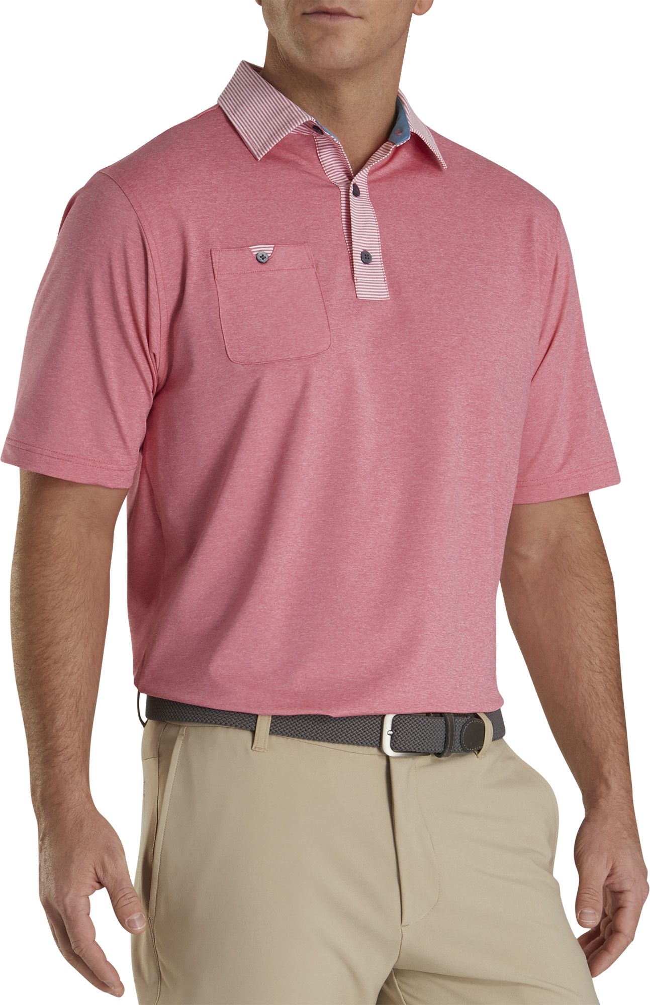 FootJoy Men's Lisle With Pinstripe Golf Polo For Men Cape Red 3 FootJoy Men's Lisle With Pinstripe Golf Polo For Men Cape Red