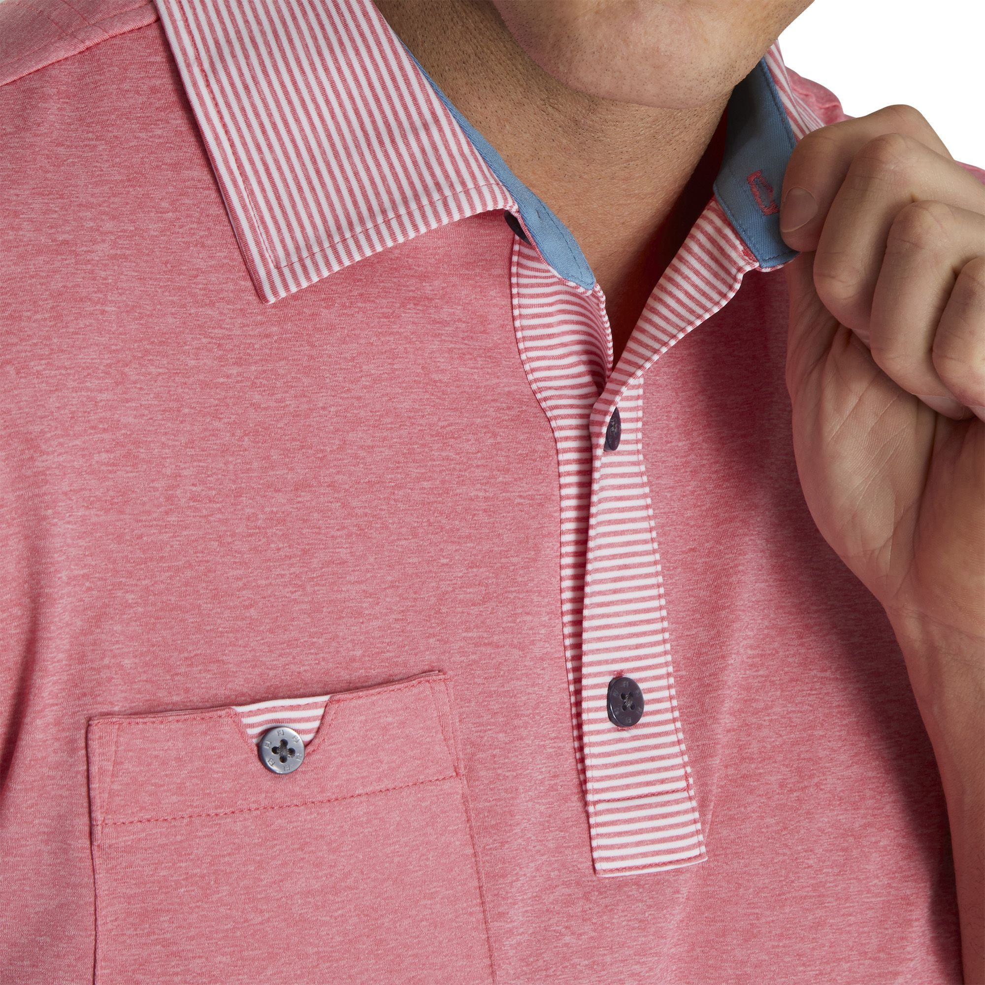 FootJoy Men's Lisle With Pinstripe Golf Polo For Men Cape Red 5 FootJoy Men's Lisle With Pinstripe Golf Polo For Men Cape Red - Image 3