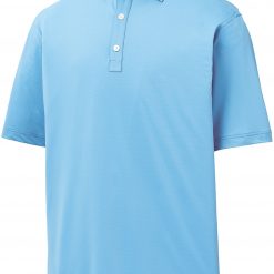 FootJoy Men's Micro Jacquard Golf Polo For Men Light Blue/white