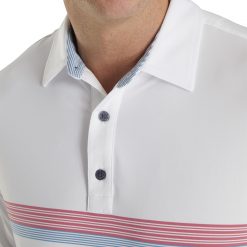 FootJoy Men's Lisle Chestband Golf Polo For Men White/cape Red/storm Blue -FootJoy Golf Store unnamed file 113