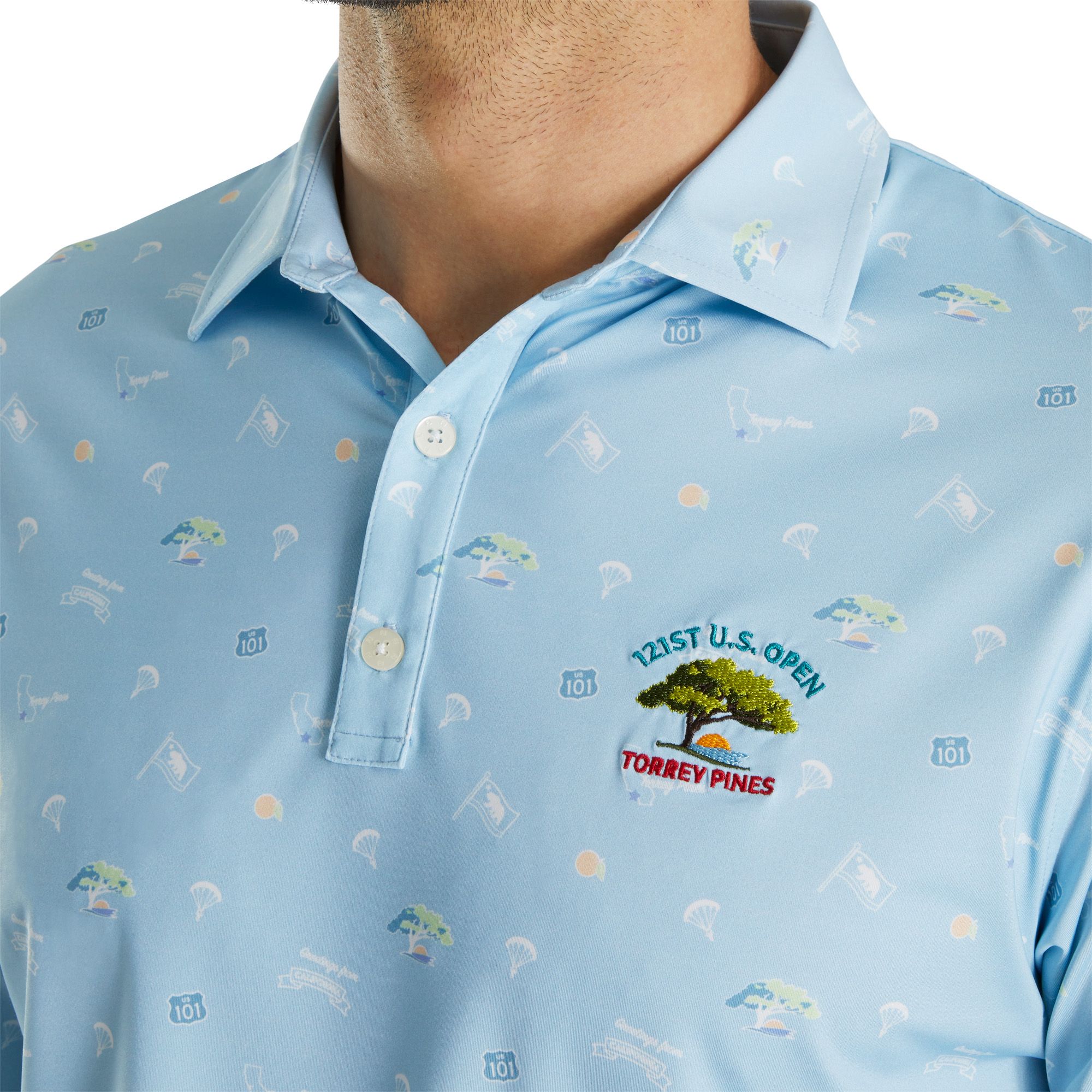 FootJoy Men's Stretch Lisle Golf Polo For Men Light Blue 5 FootJoy Men's Stretch Lisle Golf Polo For Men Light Blue - Image 3