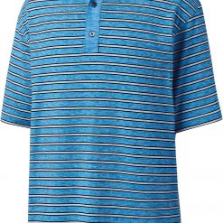 FootJoy Men's Heather Lisle Stripe Golf Polo For Men Ryl/blk/hthr Grey/white