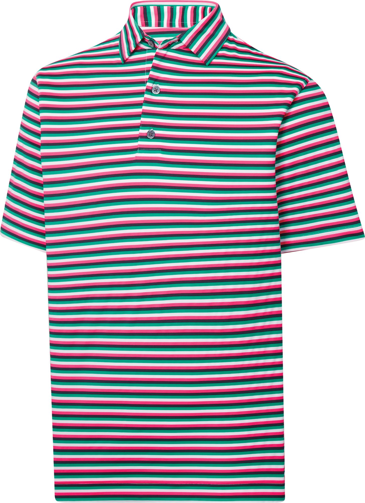 FootJoy Men's Multi Stripe Lisle Golf Polo For Men White/watermelon 3 FootJoy Men's Multi Stripe Lisle Golf Polo For Men White/watermelon