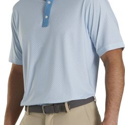 FootJoy Men's Lisle Foulard Print Golf Polo For Men Storm Blue/white