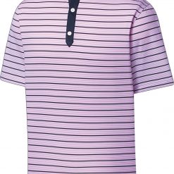 FootJoy Men's Acented Stripe Lisle Golf Polo For Men Lavender/white