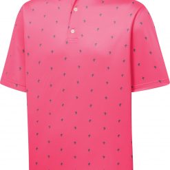 FootJoy Men's Cactus Lisle Print Golf Polo For Men Watermelon