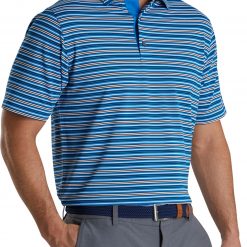 FootJoy Men's Stretch Stripe Pique Golf Polo For Men Blue/black