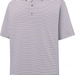 FootJoy Men's Lisle Classic Stripe Short Sleeve Golf Polo For Men White