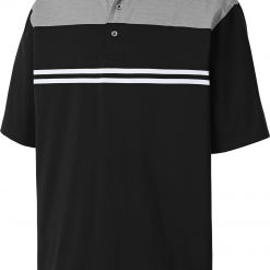 FootJoy Men's Heather Colorblock Lisle Golf Polo For Men Charcoal/black/white