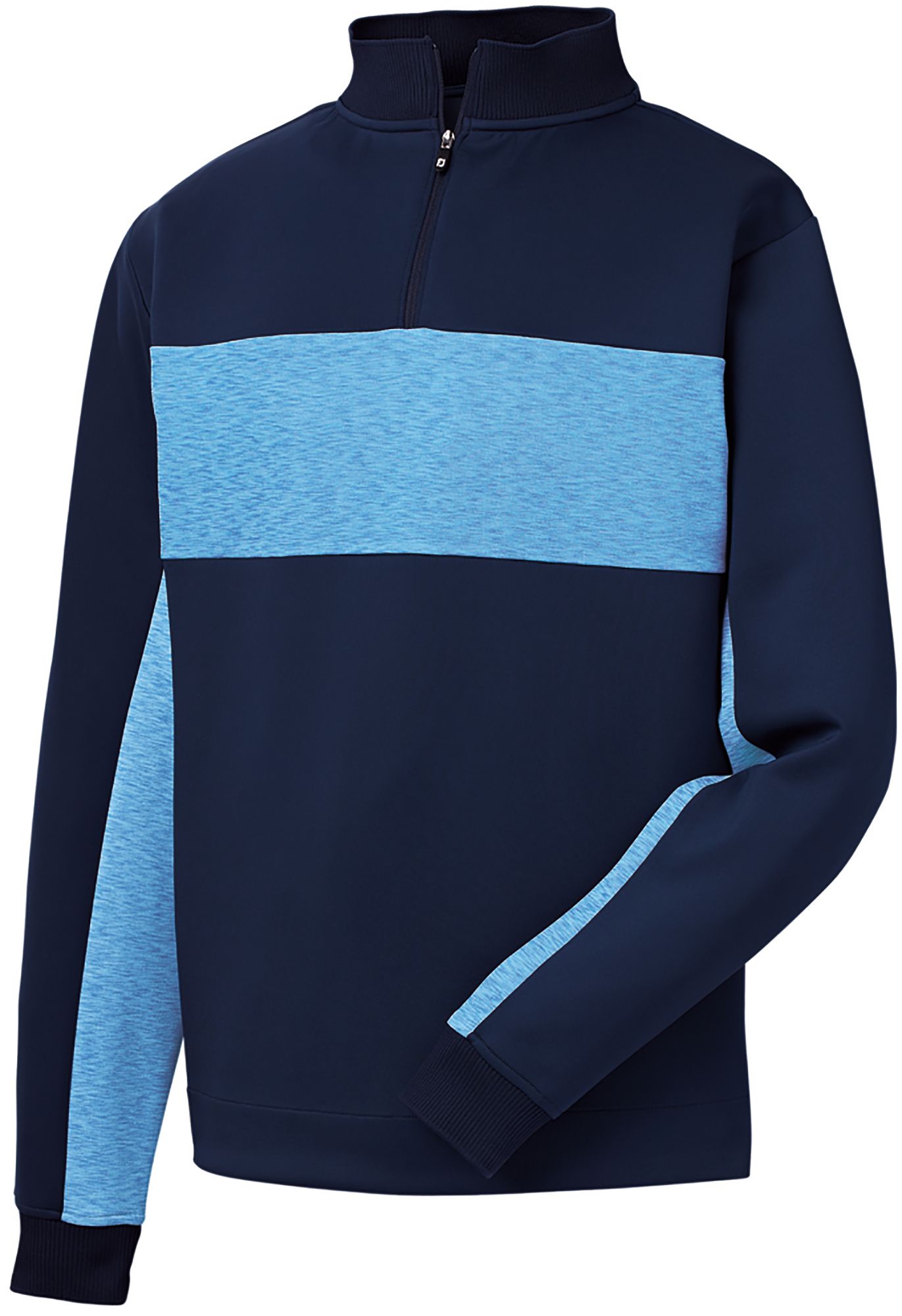 FootJoy Men's Double Jersey Pieced 1/4 Zip Golf Pullover For Men Navy/light Blue 3 FootJoy Men's Double Jersey Pieced 1/4 Zip Golf Pullover For Men Navy/light Blue