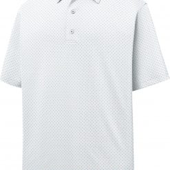 FootJoy Men's Stretch Lisle Dot Print Short Sleeve Golf Polo For Men White