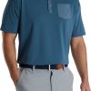 FootJoy Men's Tonal Trim Solid Pocket Lisle Golf Polo For Men Ink -FootJoy Golf Store unnamed file 426