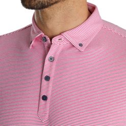 FootJoy Men's Feeder Stripe Jersey Buttondown Collar Golf Polo For Men Hot Pink/white -FootJoy Golf Store unnamed file 435