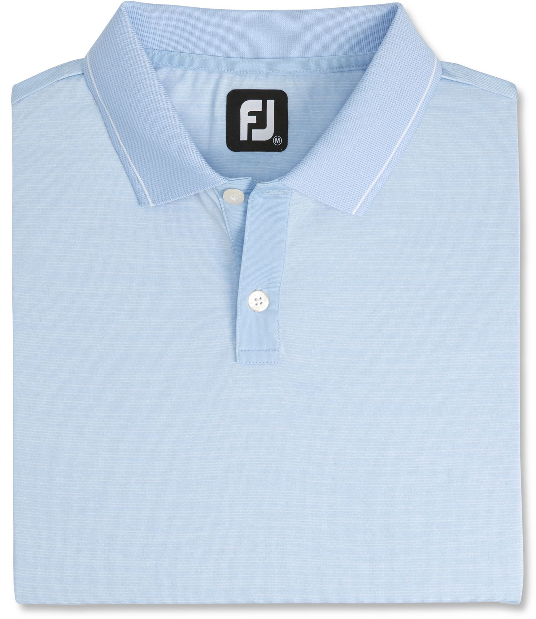 FootJoy Men's Broken Pinstripe Lisle Knit Collar Golf Polo For Men Sky/white 6 FootJoy Men's Broken Pinstripe Lisle Knit Collar Golf Polo For Men Sky/white - Image 4