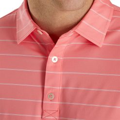 FootJoy Men's Lisle Feeder Stripe Self Collar Golf Polo For Men Watermelon/white -FootJoy Golf Store unnamed file 444