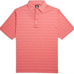 FootJoy Men's Lisle Feeder Stripe Self Collar Golf Polo For Men Watermelon/white -FootJoy Golf Store unnamed file 445
