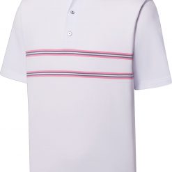 FootJoy Men's Double Band Lisle Knit Collar Golf Polo For Men White