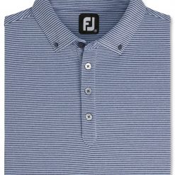 FootJoy Men's Feeder Stripe Jersey Buttondown Collar Golf Polo For Men Navy/sky -FootJoy Golf Store unnamed file 457