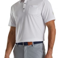 FootJoy Men's 2022 U.S. Open Stretch Lisle Pocket Golf Polo For Men White
