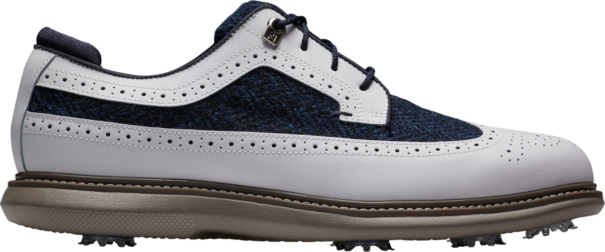 FootJoy X Harris Tweed Men's Traditions Wing Tip Golf Shoes For Men White/multi 3 FootJoy X Harris Tweed Men's Traditions Wing Tip Golf Shoes For Men White/multi