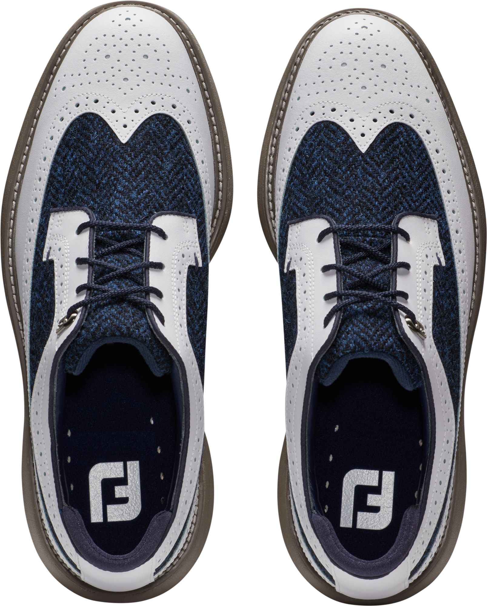 FootJoy X Harris Tweed Men's Traditions Wing Tip Golf Shoes For Men White/multi 6 FootJoy X Harris Tweed Men's Traditions Wing Tip Golf Shoes For Men White/multi - Image 4