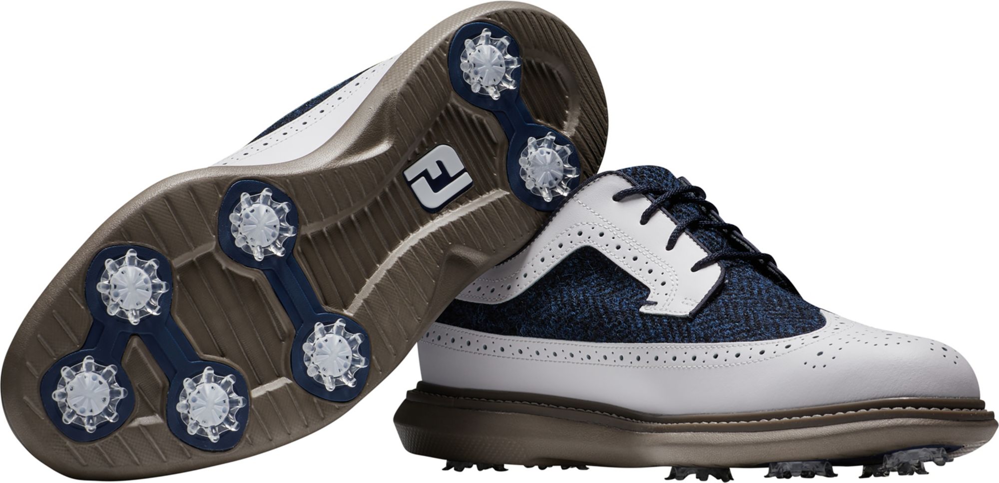 FootJoy X Harris Tweed Men's Traditions Wing Tip Golf Shoes For Men White/multi 7 FootJoy X Harris Tweed Men's Traditions Wing Tip Golf Shoes For Men White/multi - Image 5