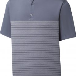 FootJoy Men's Engineered Heather Pinstripe Lisle Self Collar Golf Polo For Men Graphite