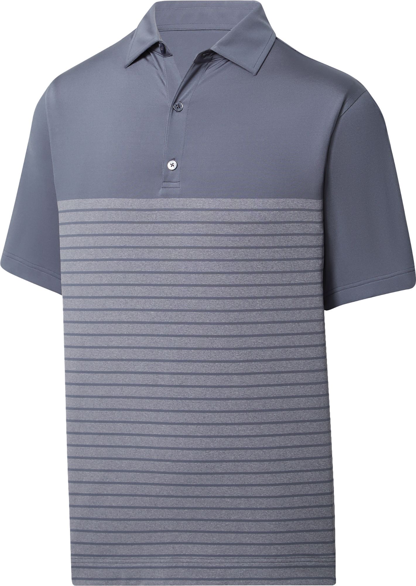 FootJoy Men's Engineered Heather Pinstripe Lisle Self Collar Golf Polo For Men Graphite 3 FootJoy Men's Engineered Heather Pinstripe Lisle Self Collar Golf Polo For Men Graphite
