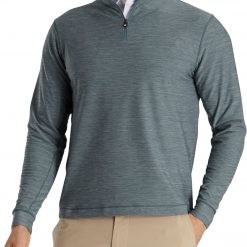 FootJoy Men's Space Dye Brushed Back Jersey 1/4 Zip Golf Pullover For Men Smoke