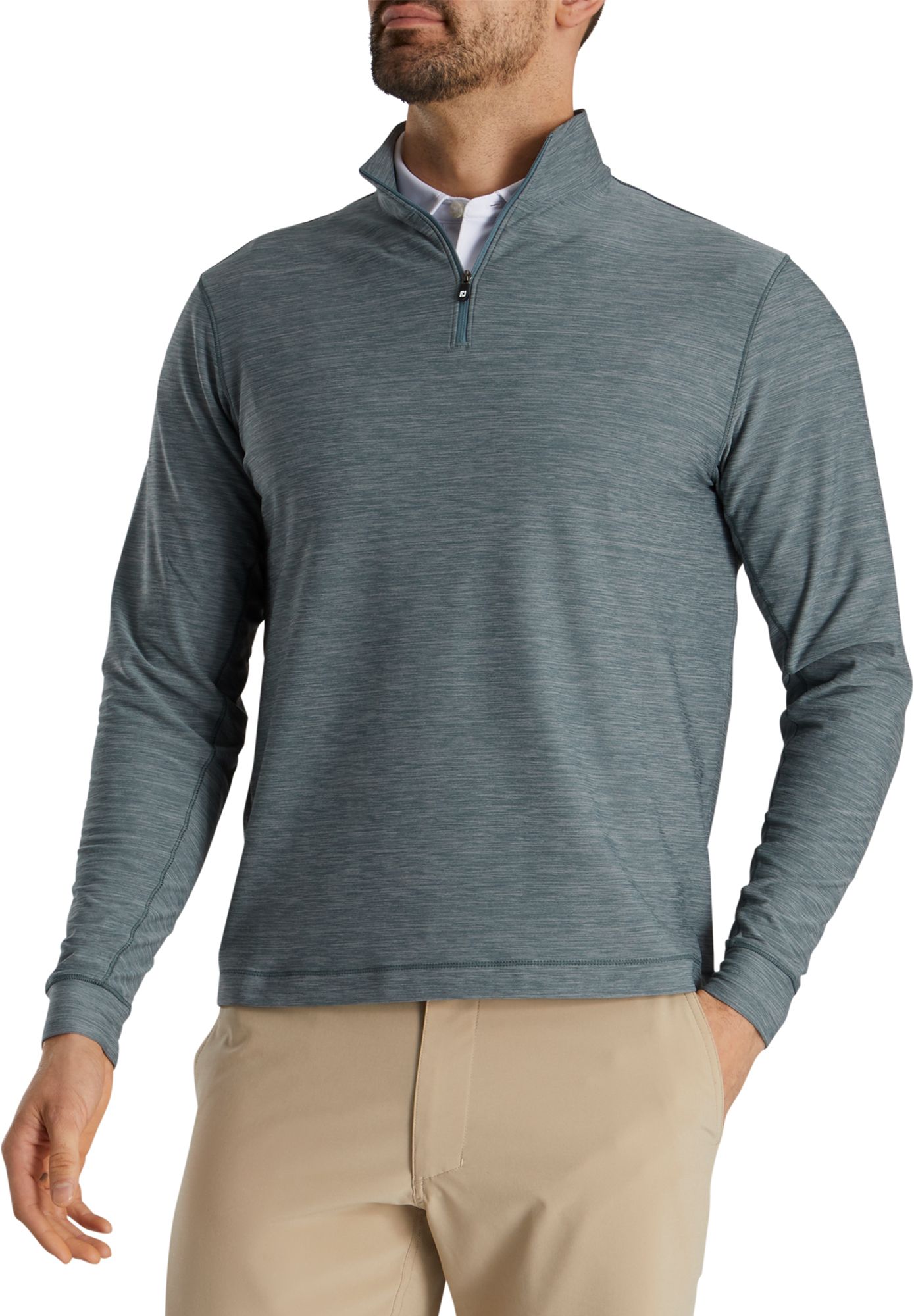 FootJoy Men's Space Dye Brushed Back Jersey 1/4 Zip Golf Pullover For Men Smoke 1 FootJoy Men's Space Dye Brushed Back Jersey 1/4 Zip Golf Pullover For Men Smoke