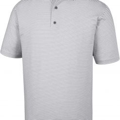 FootJoy Men's ProDry Performance Lisle Feeder Stripe Self Collar Golf Polo For Men Grey/white