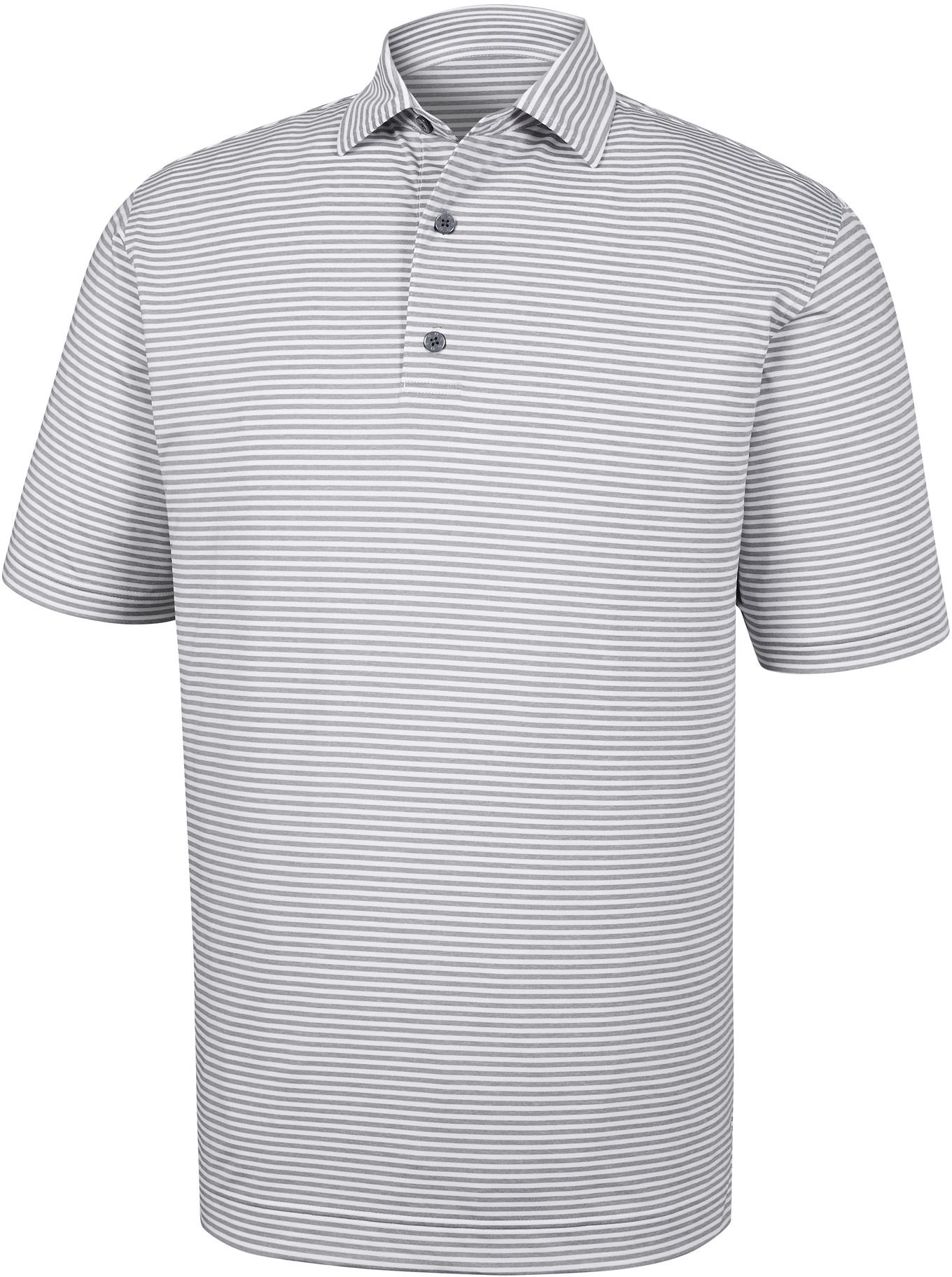 FootJoy Men's ProDry Performance Lisle Feeder Stripe Self Collar Golf Polo For Men Grey/white 3 FootJoy Men's ProDry Performance Lisle Feeder Stripe Self Collar Golf Polo For Men Grey/white